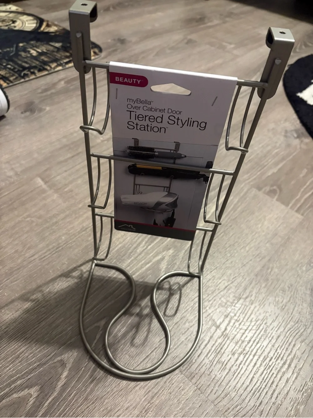 Over Cabinet Door Tiered Styling Station - Silver
